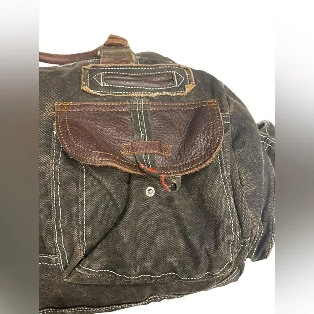Bed stu military style leather/canvas bag